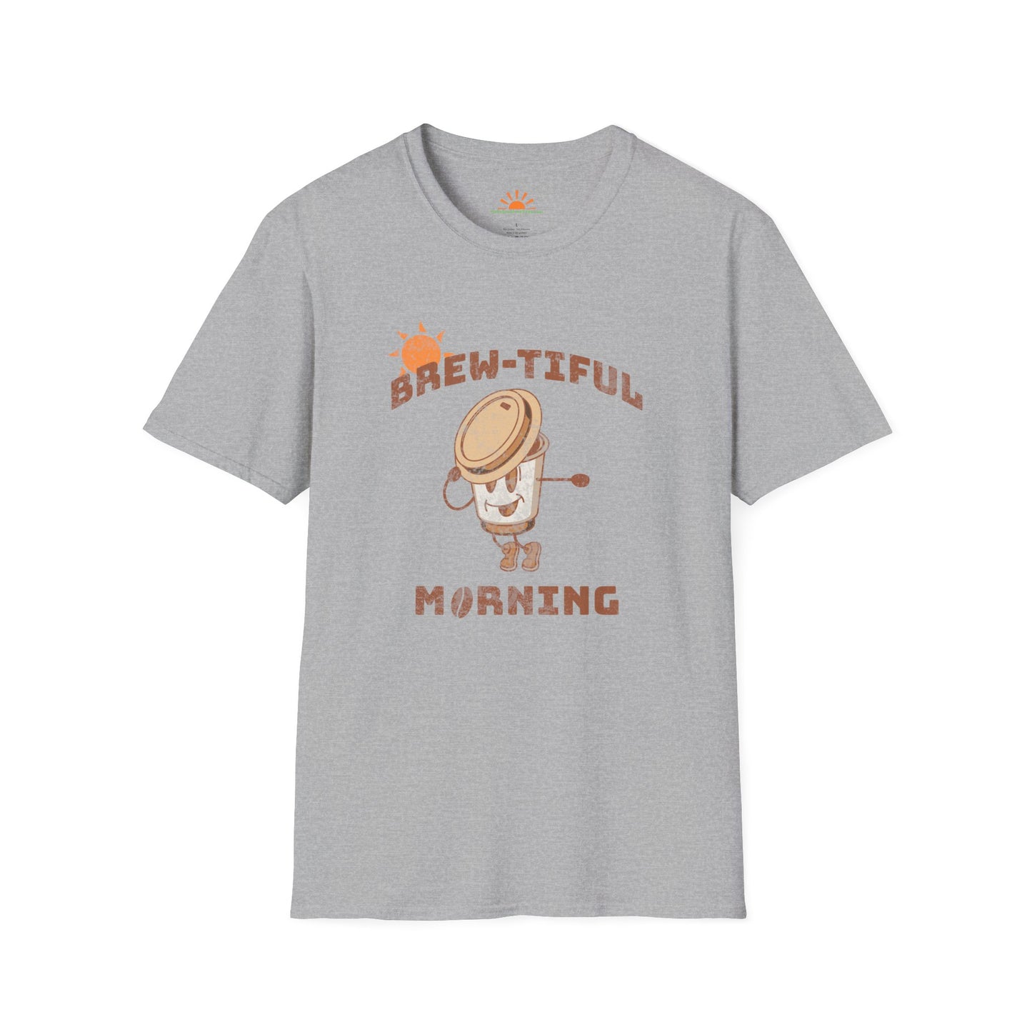 Brew-tiful Morning T-Shirt – Funny Coffee Lover Graphic Tee – Grunge Texture - Hello Sunshine Tees