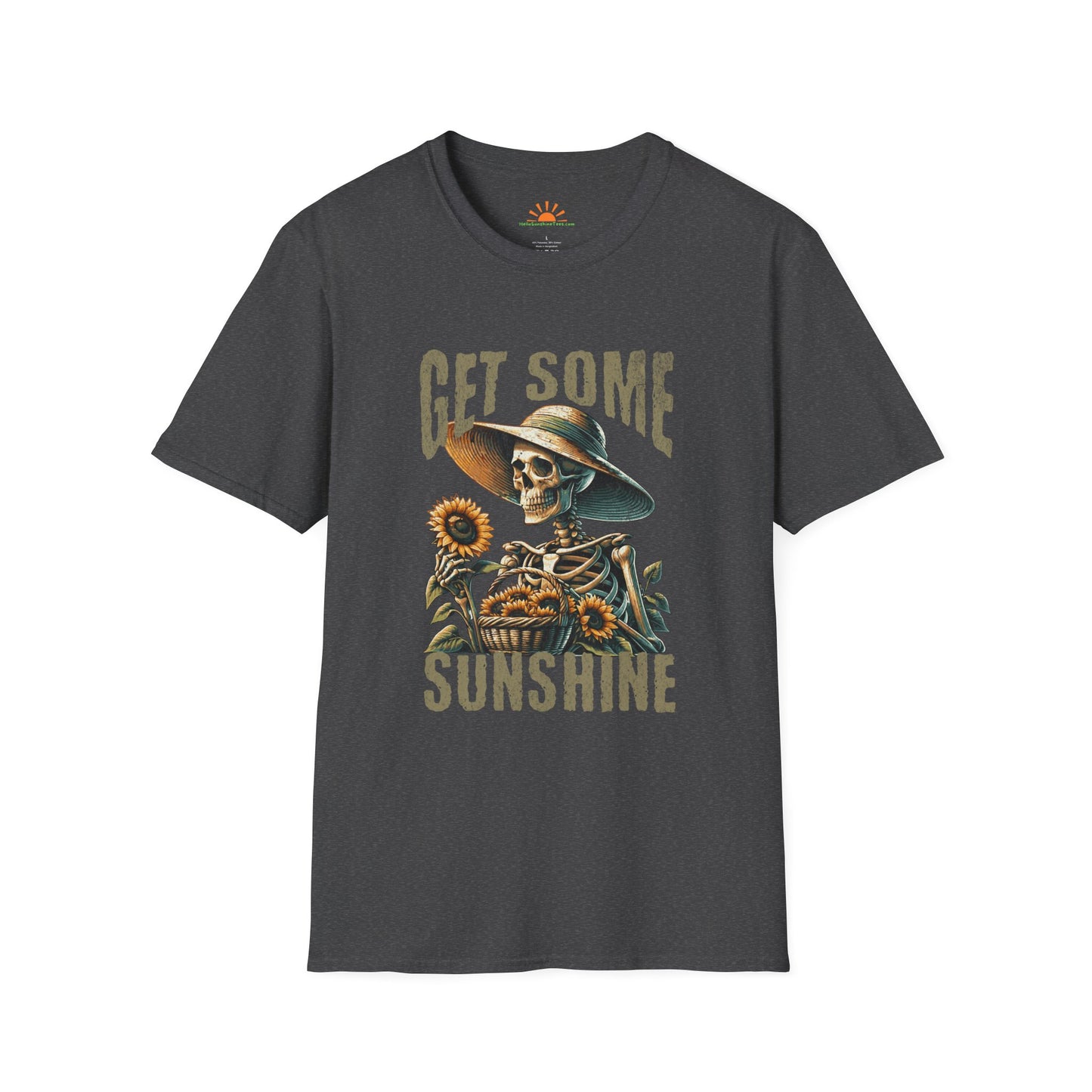 Get Some Sunshine – Skeleton Sunflower Vintage Distressed Shirt – Grunge Texture - Hello Sunshine Tees