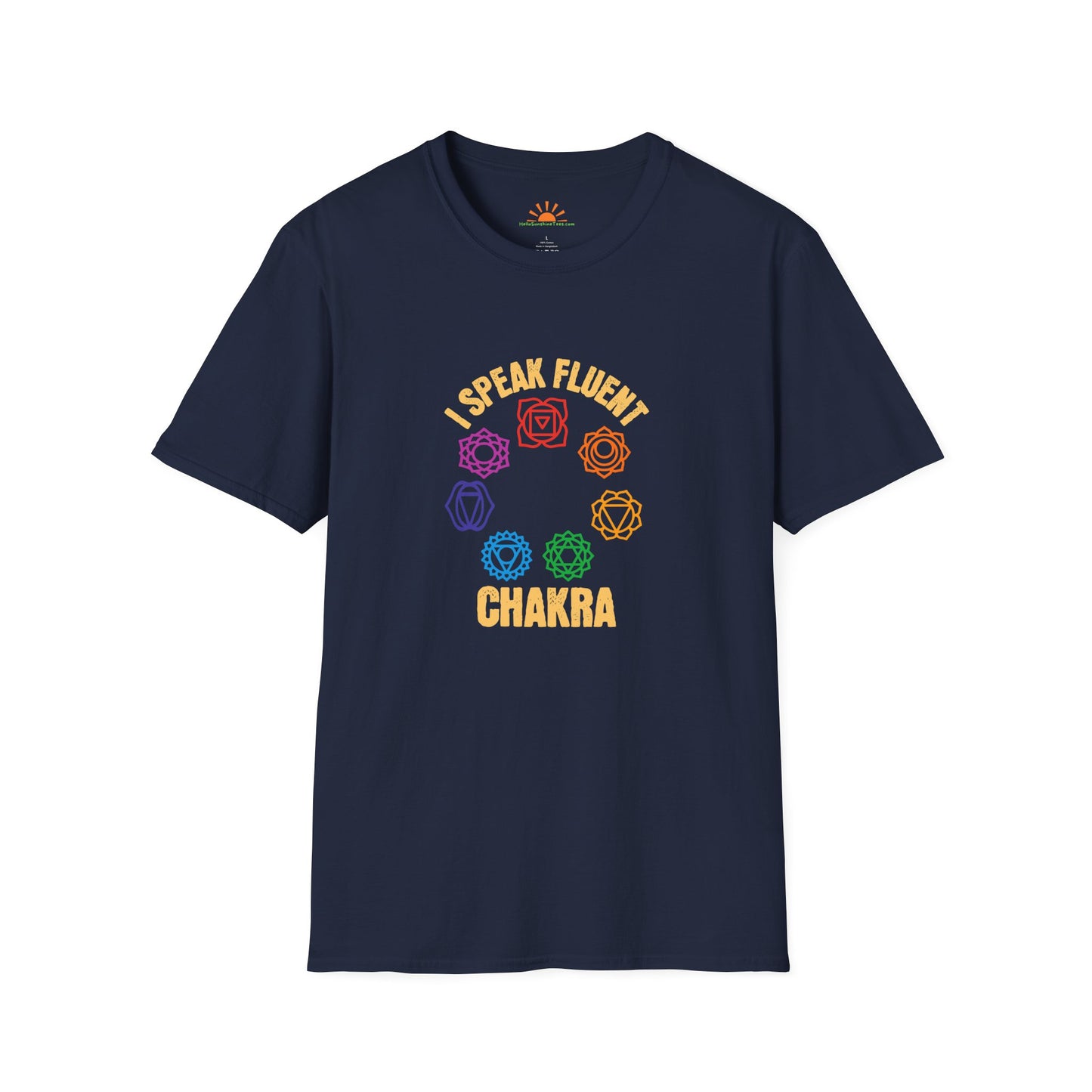 Chakra Symbols Shirt – Funny Yoga & Meditation Tee - Grunge Texture - Hello Sunshine Tees