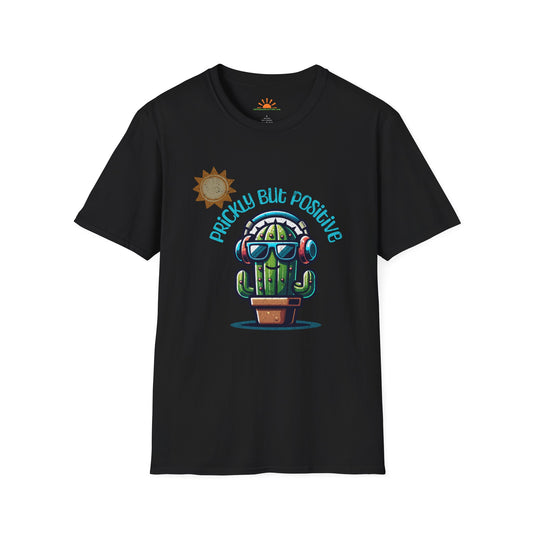 Funny Cactus Shirt – Prickly but Positive Positivity Graphic Tee – Grunge Texture - Hello Sunshine Tees