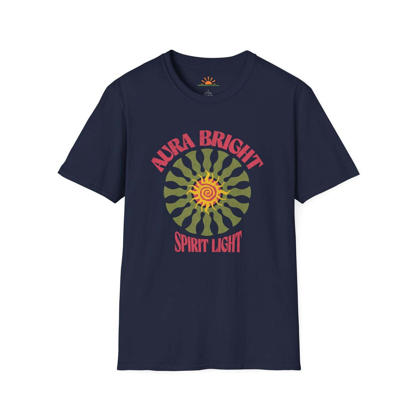 Retro Aura Bright Shirt – Spirit Light Sunburst Tee – Grunge Texture - Hello Sunshine Tees