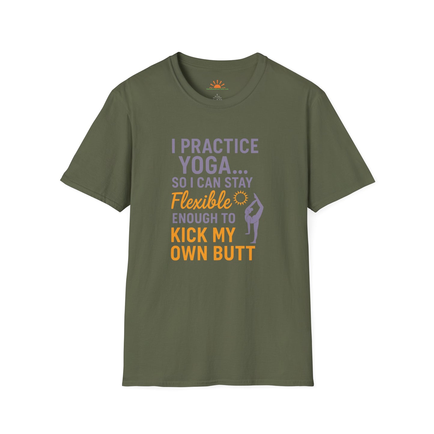I Practice Yoga So I Can Kick My Own Butt T-Shirt – Funny Flexible Yoga Quote Tee for Women