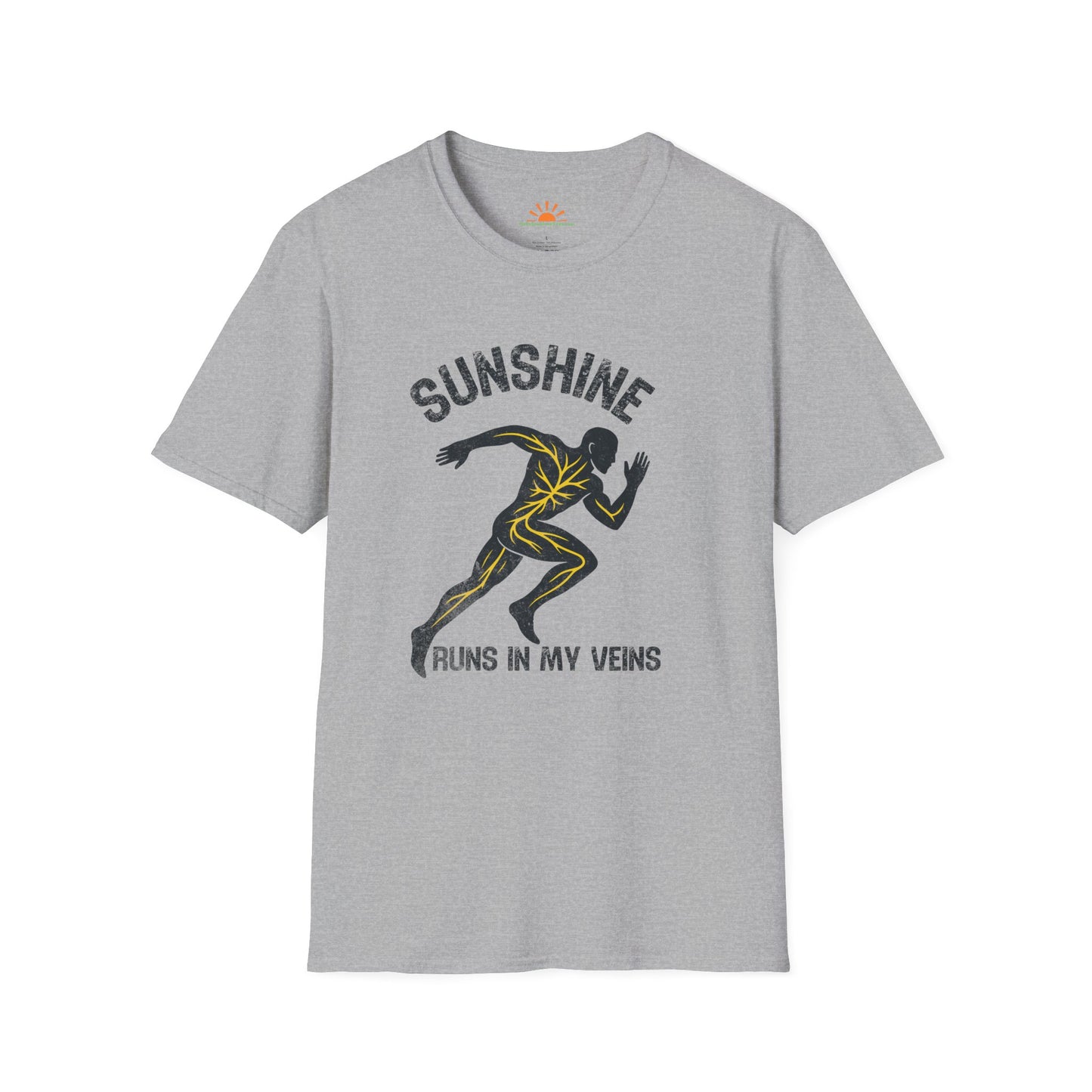 Sunshine Runs in My Veins Shirt – Retro Runner Graphic Tee – Grunge Texture - Hello Sunshine Tees