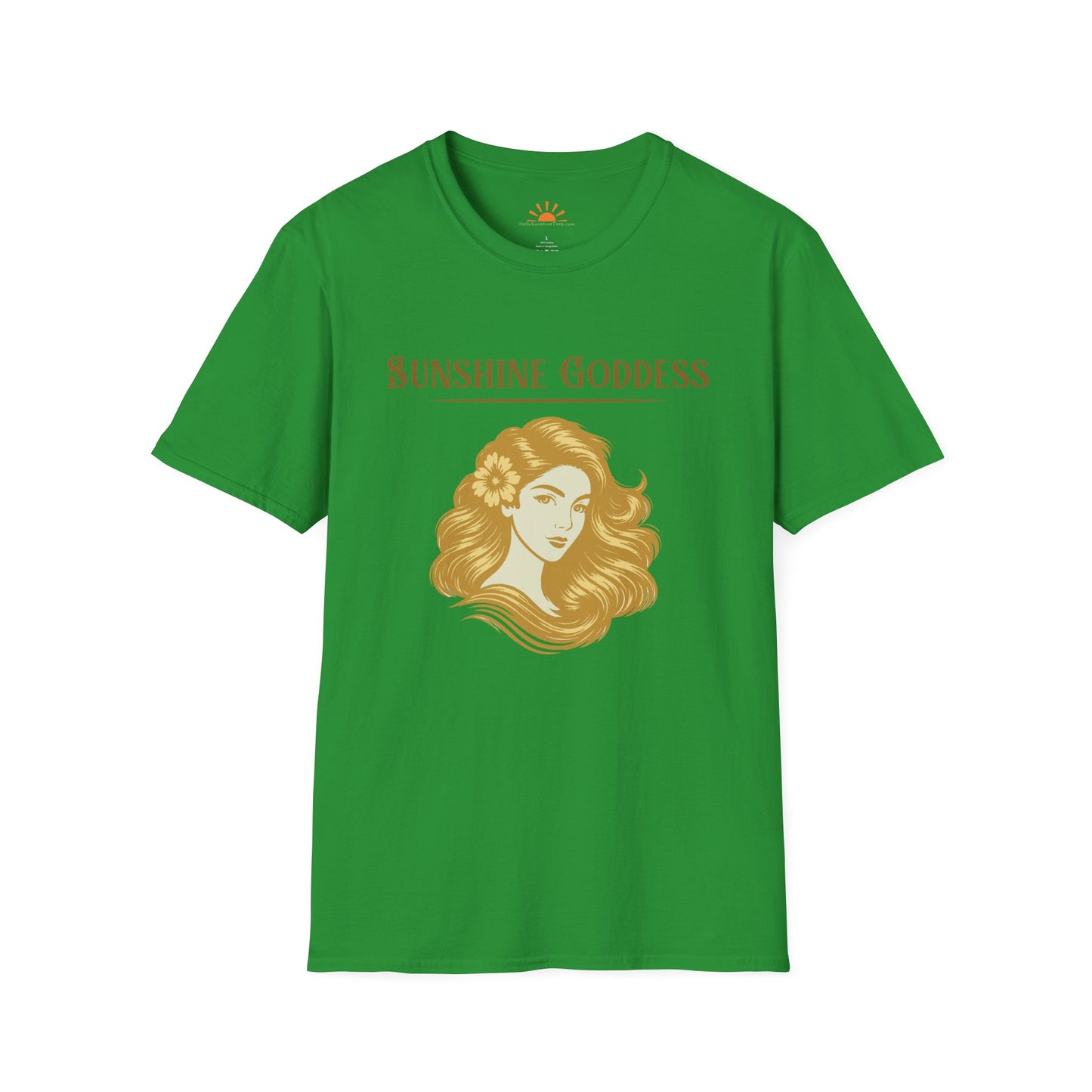 Goddess of Sunshine T-Shirt – Retro Golden Woman Sun Design - Hello Sunshine Tees