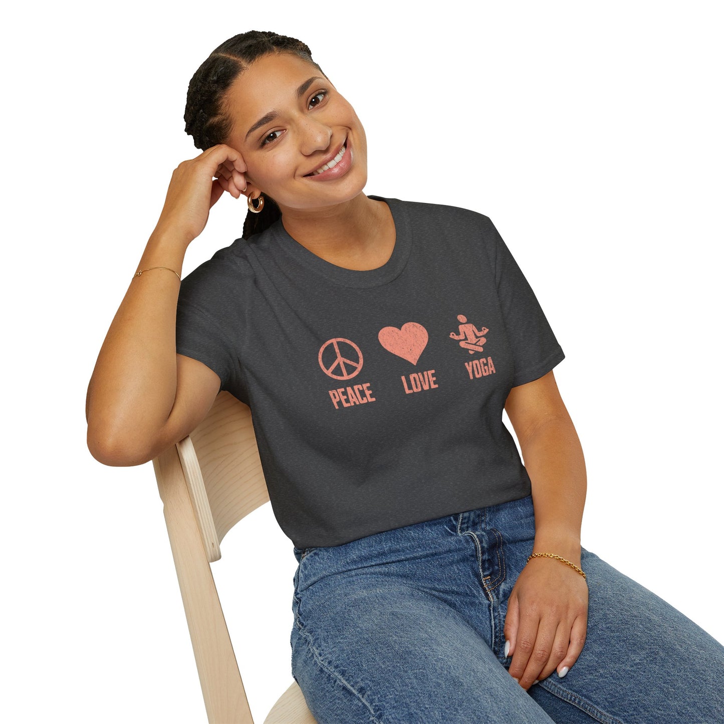 Peace Love Yoga T-Shirt - Grunge Texture
