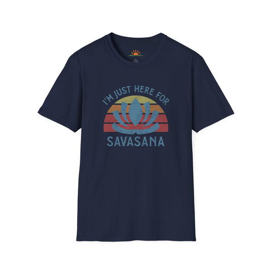 Just Here for Savasana - Retro Lotus Meditation Tee  – Grunge Texture - Hello Sunshine Tees