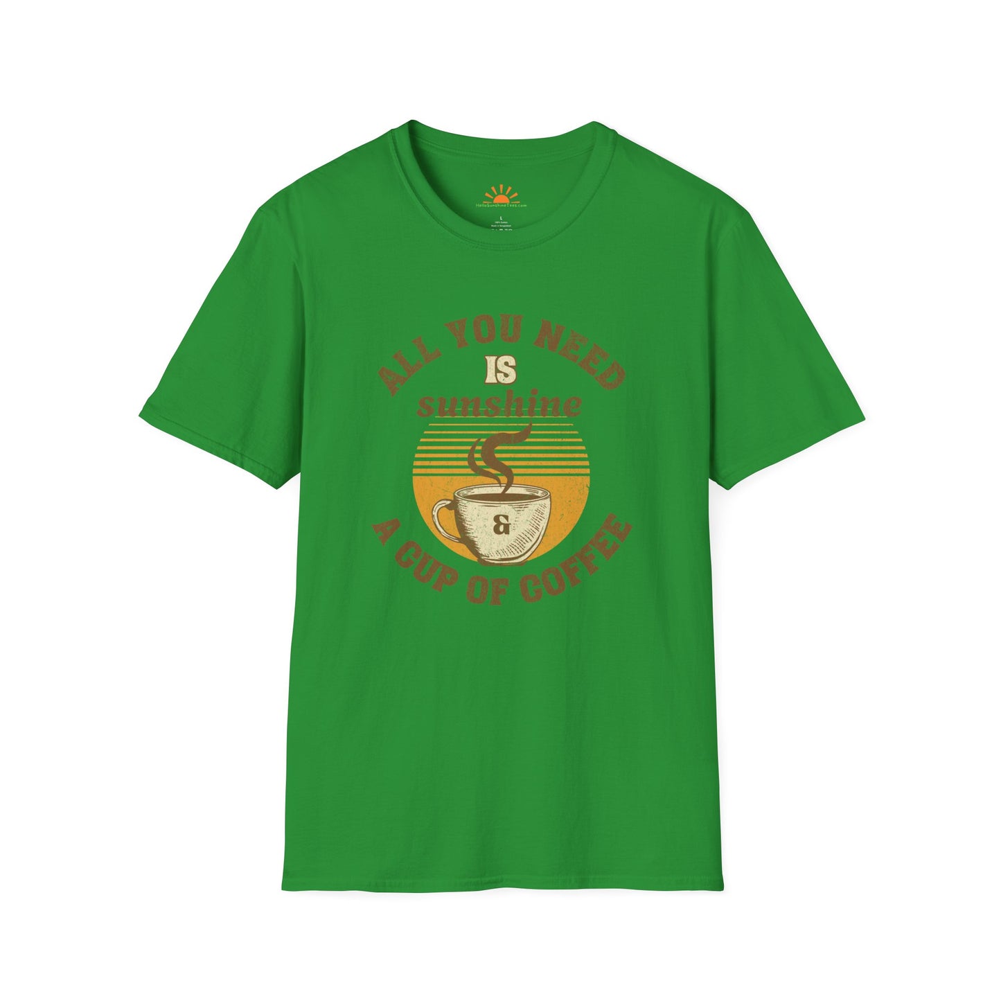 Sunshine and Coffee Lover Tee – Vintage Graphic Shirt – Grunge Texture - Hello Sunshine Tees
