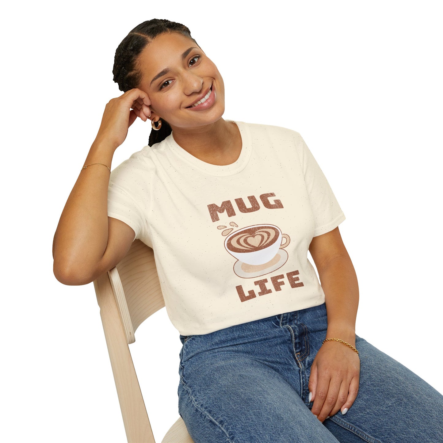 Mug Life Tee – Funny Barista Coffee Lover Shirt – Grunge Texture