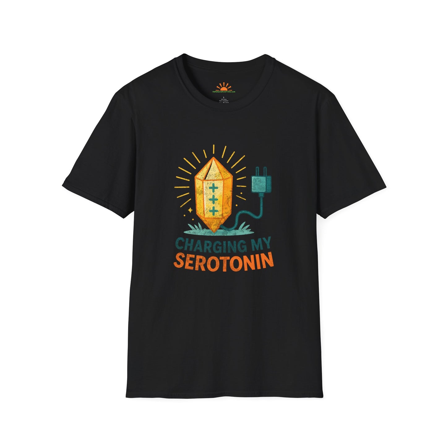 Charging My Serotonin Shirt  - Positive Mindset Tee - Grunge Texture - Hello Sunshine Tees