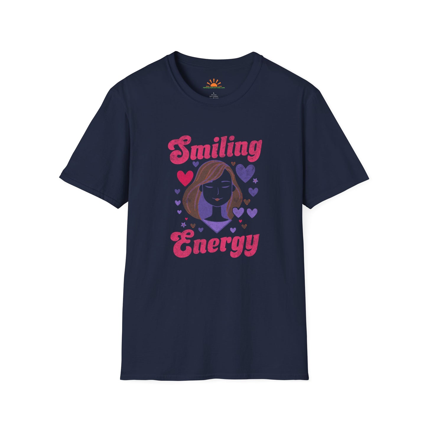 Retro Smiling Energy T-Shirt – Positivity Graphic - Grunge Texture - Hello Sunshine Tees