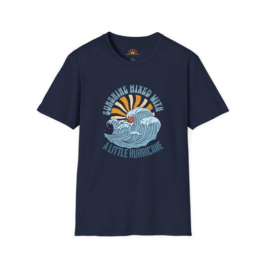 Sunshine Mixed With a Little Hurricane T-Shirt – Retro Ocean Wave Positivity Tee – Grunge Texture - Hello Sunshine Tees