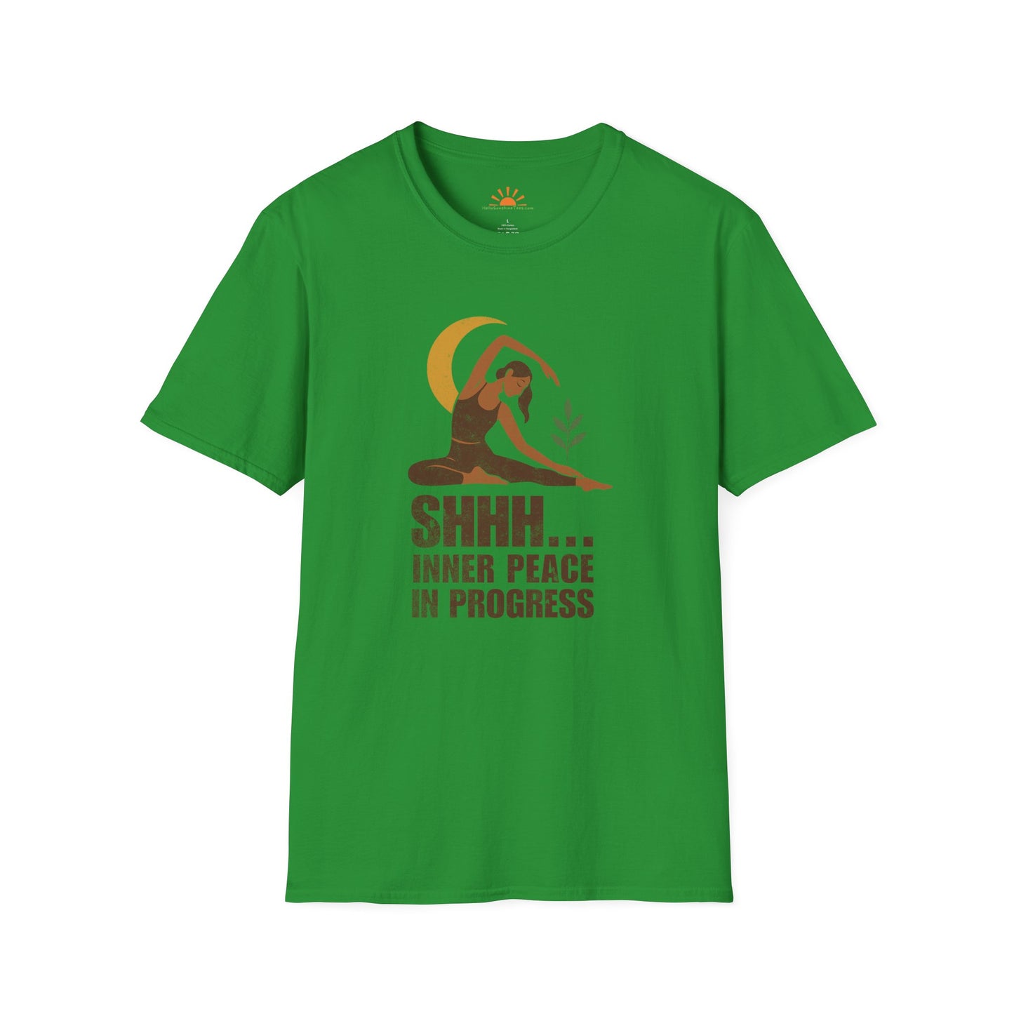 Peaceful Yoga Pose – Mindfulness & Meditation Tee for Wellness Lovers - Grunge Texture
