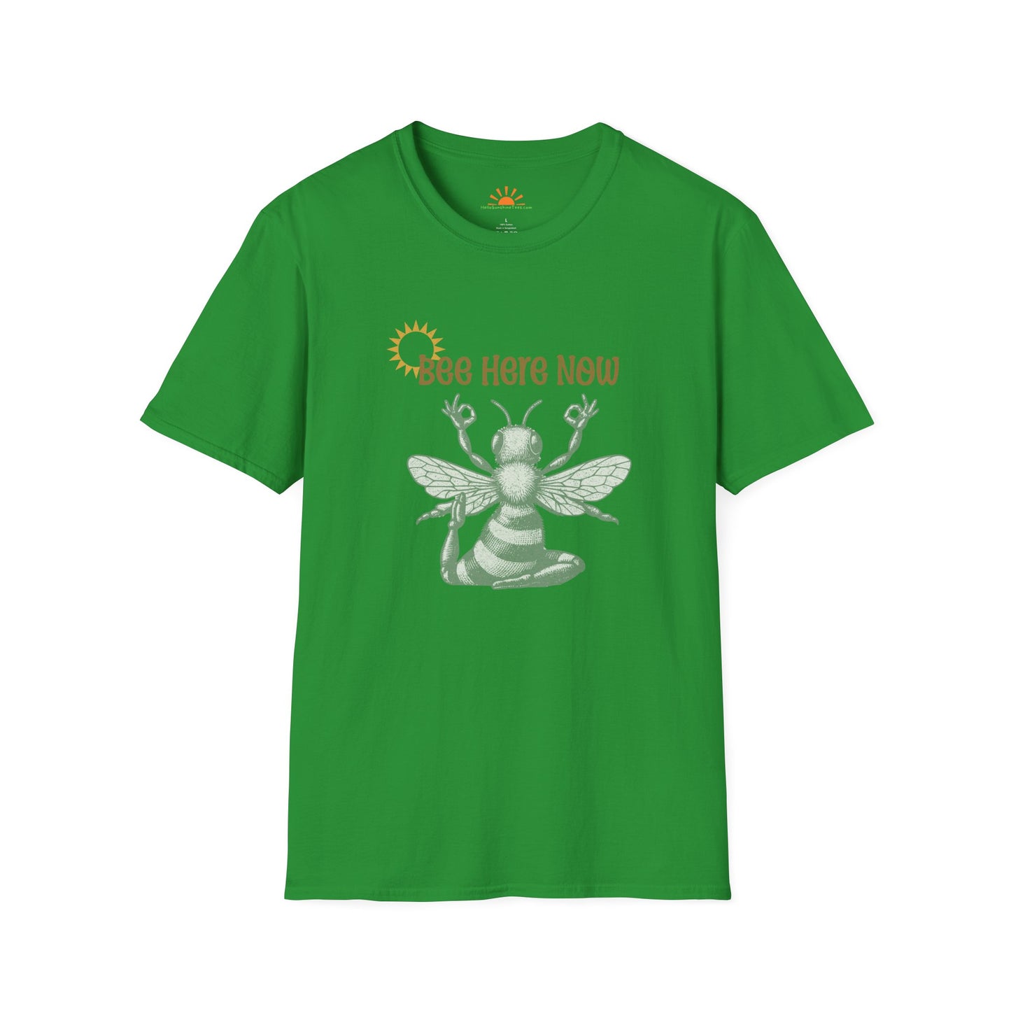 Bee Here Now T-Shirt – Funny Mindfulness Yoga Meditation Tee – Grunge Texture - Hello Sunshine Tees