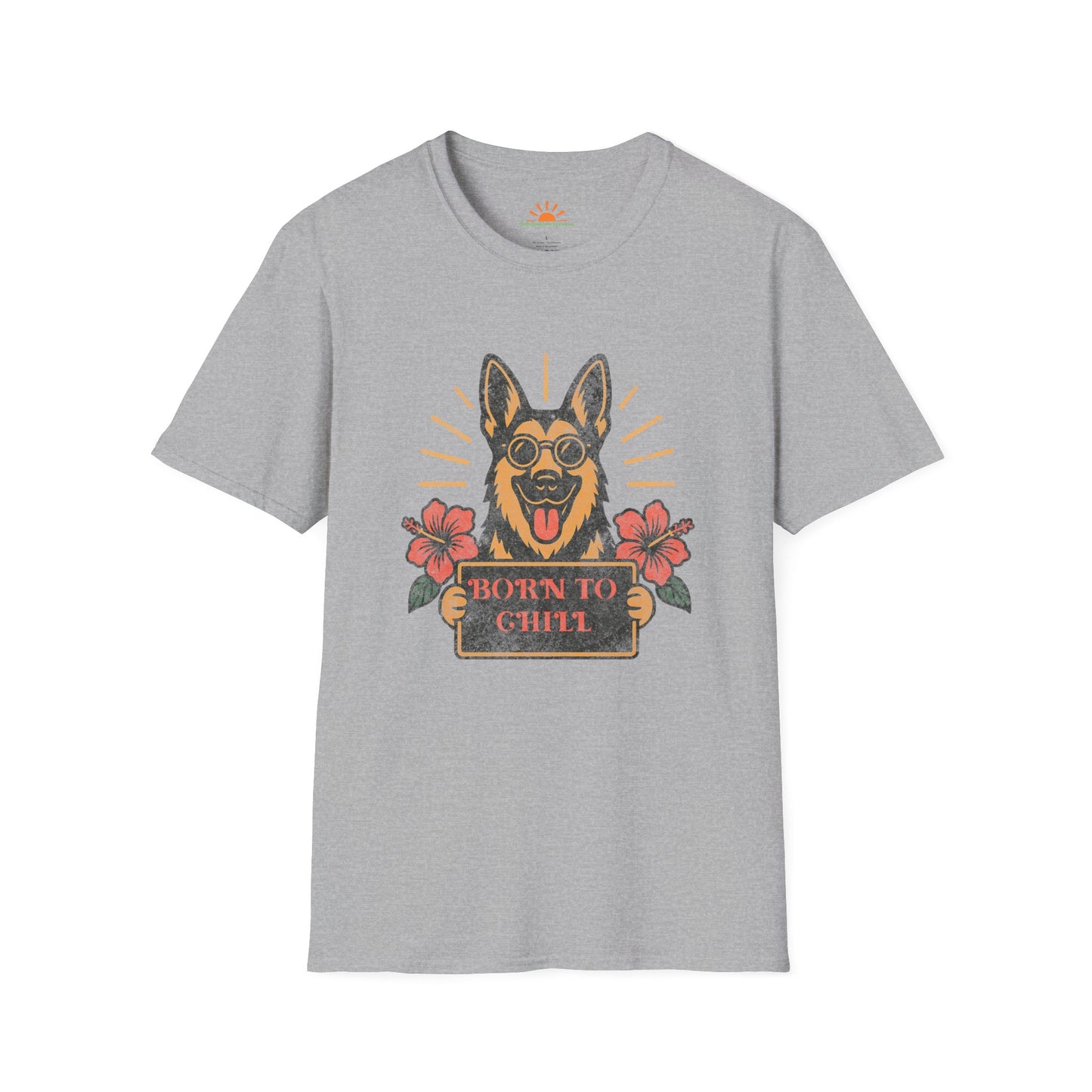 Born to Chill Positivity Dog Shirt – Funny Sunglasses Dog Lover Graphic Tee – Grunge Texture - Hello Sunshine Tees