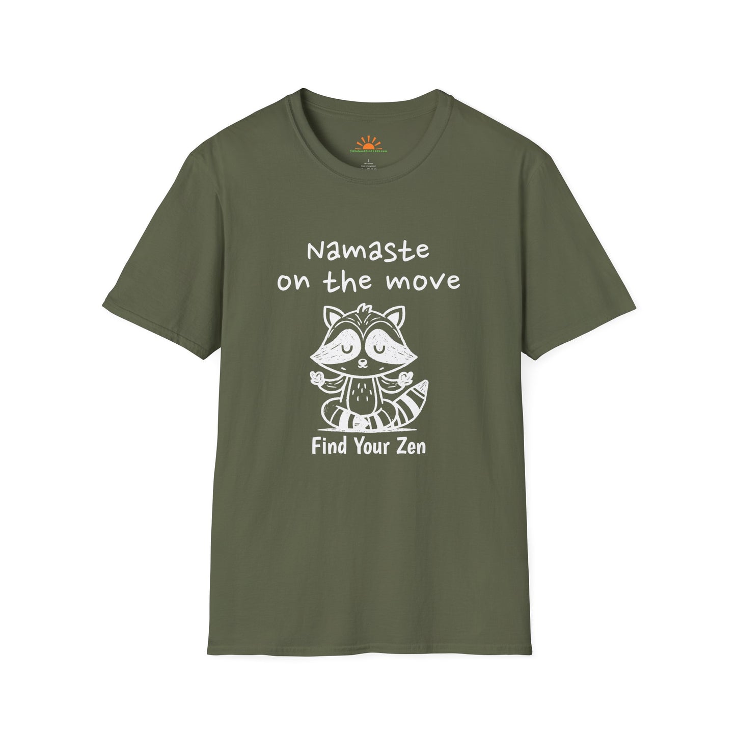 Find Your Zen Shirt – Funny Yoga Meditation Raccoon Tee  – Grunge Texture - Hello Sunshine Tees