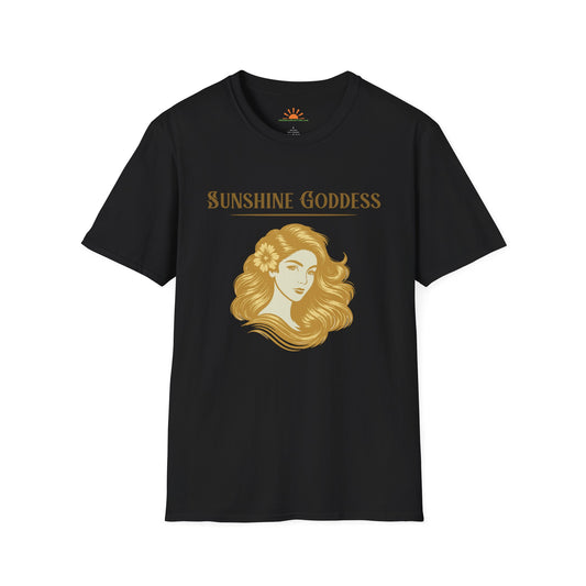 Goddess of Sunshine T-Shirt – Retro Golden Woman Sun Design - Hello Sunshine Tees