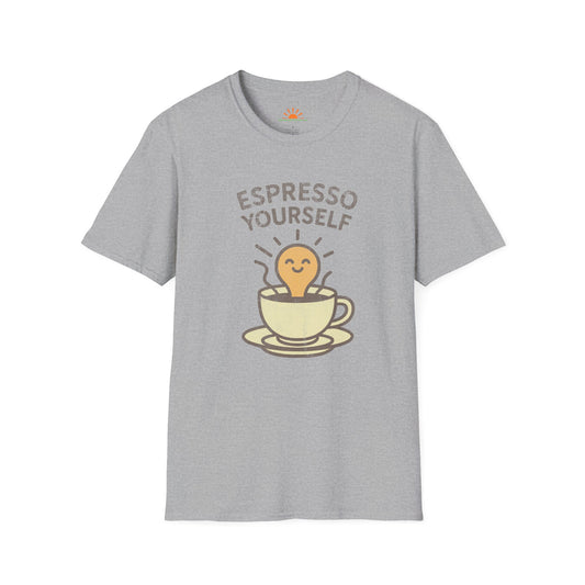 Coffee Lover Shirt – Espresso Yourself Positive Vibes Tee – Grunge Texture - Hello Sunshine Tees