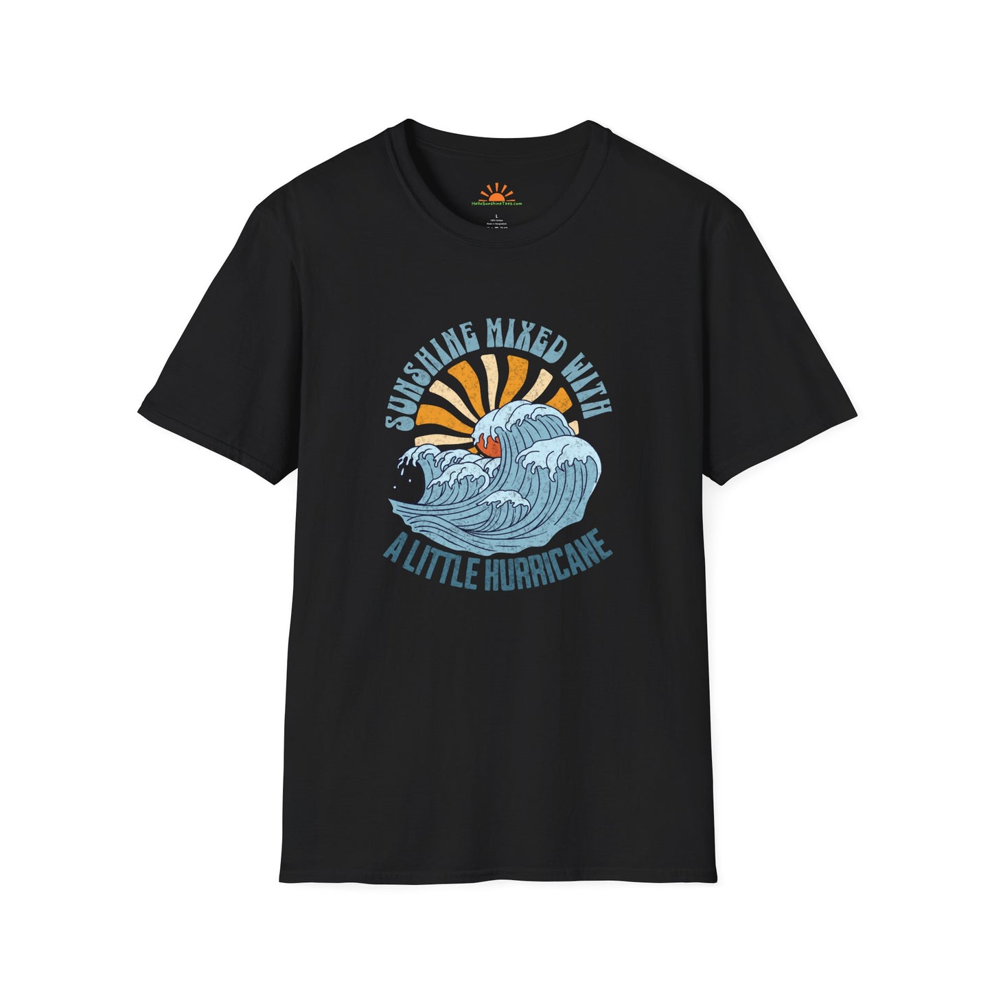 Sunshine Mixed With a Little Hurricane T-Shirt – Retro Ocean Wave Positivity Tee – Grunge Texture - Hello Sunshine Tees
