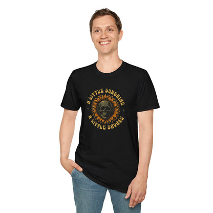 Sunflower and Skull T-Shirt – Grunge Texture