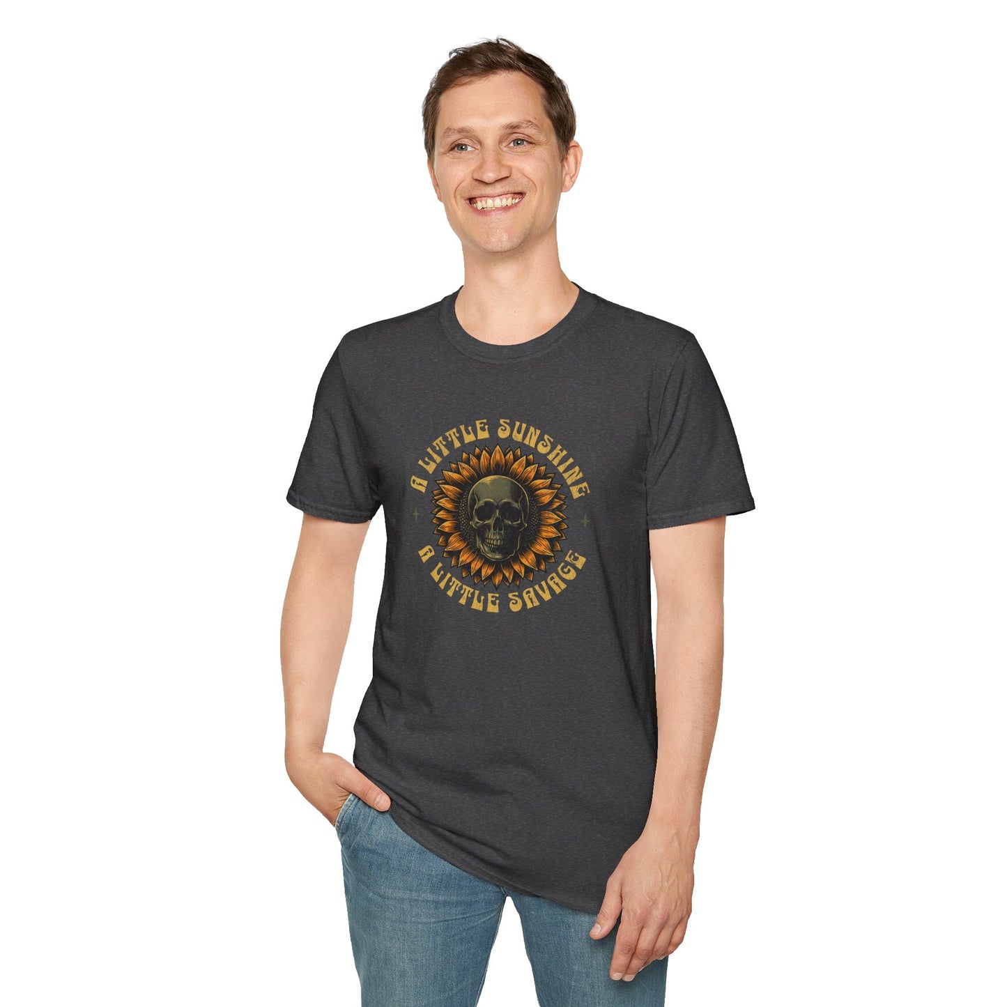 Sunflower and Skull T-Shirt – Grunge Texture