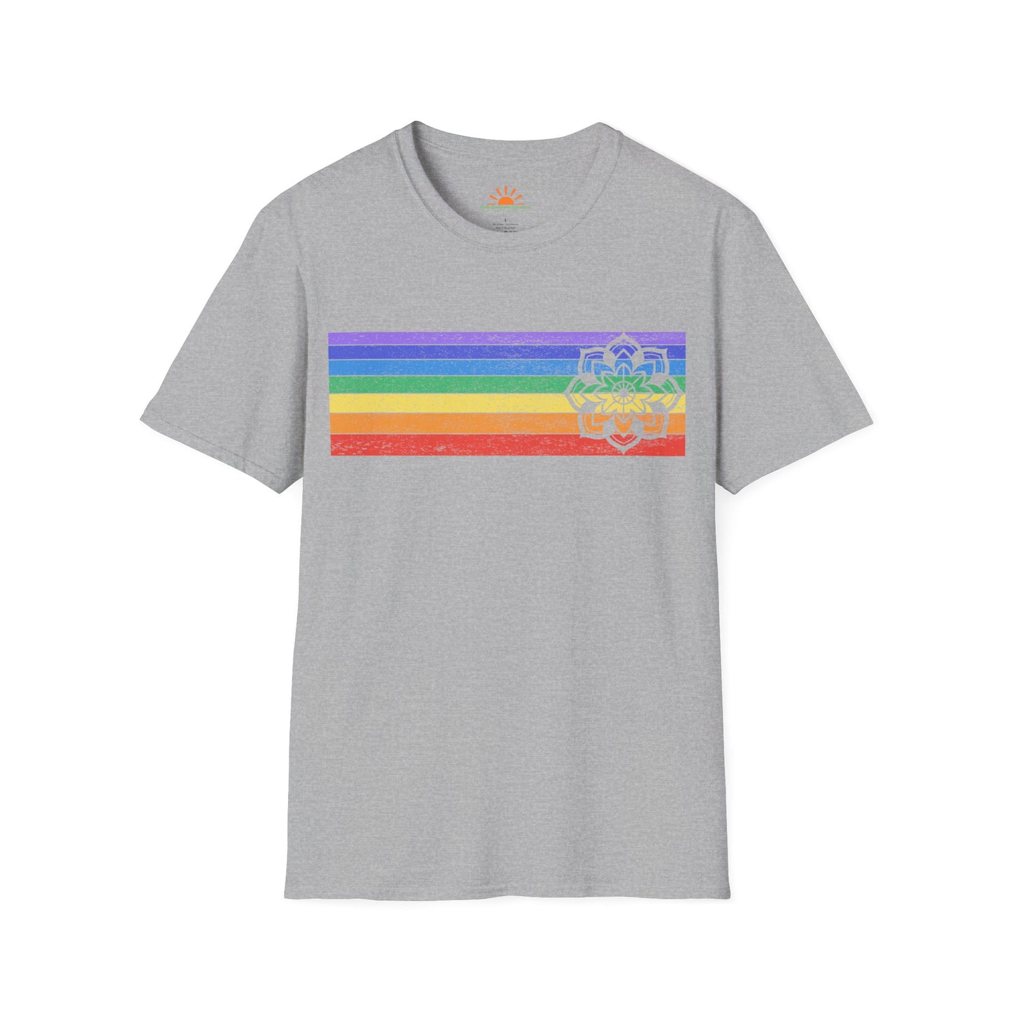 Mandala Rainbow Shirt – Spiritual Balance & Chakra Tee – Grunge Texture