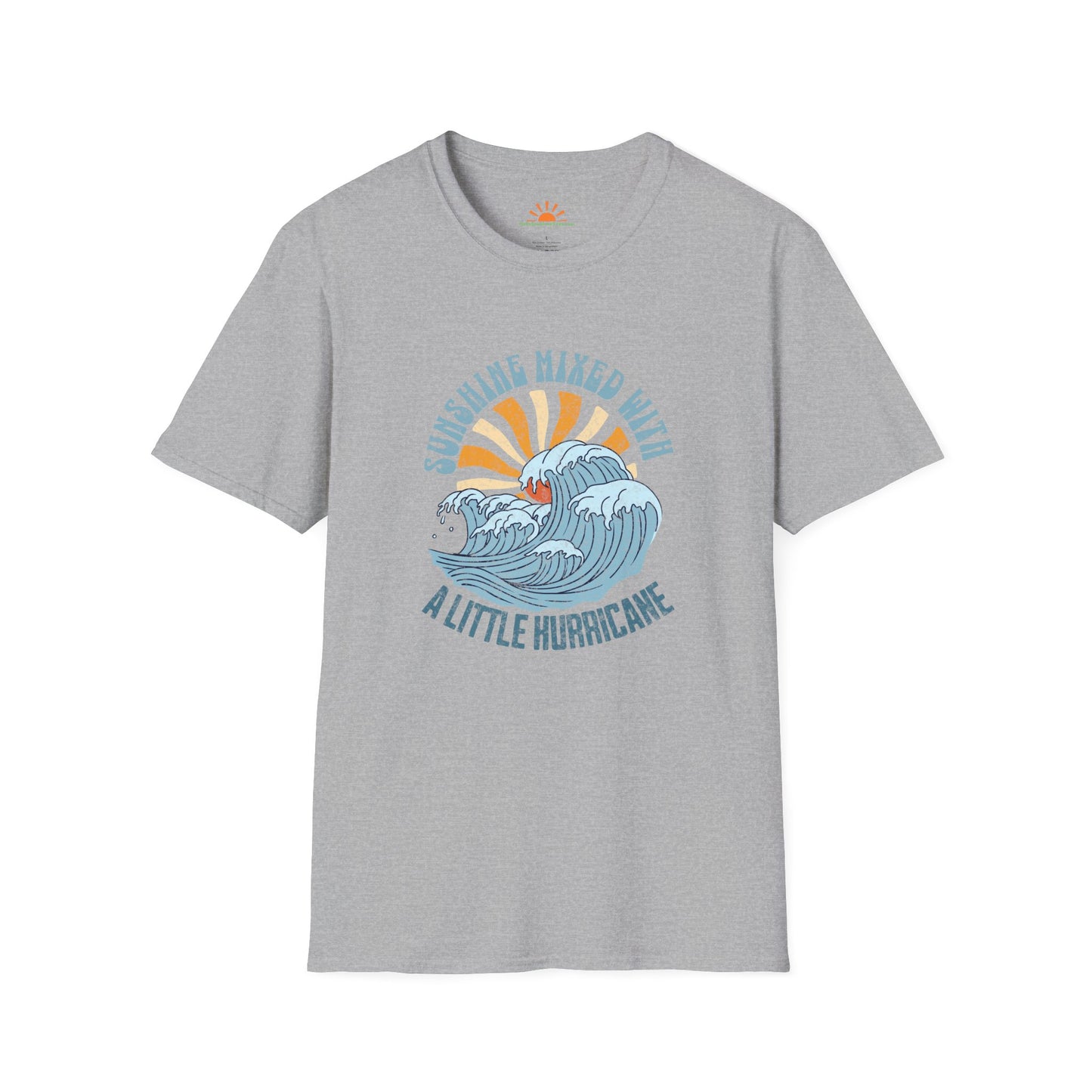 Sunshine Mixed With a Little Hurricane T-Shirt – Retro Ocean Wave Positivity Tee – Grunge Texture - Hello Sunshine Tees