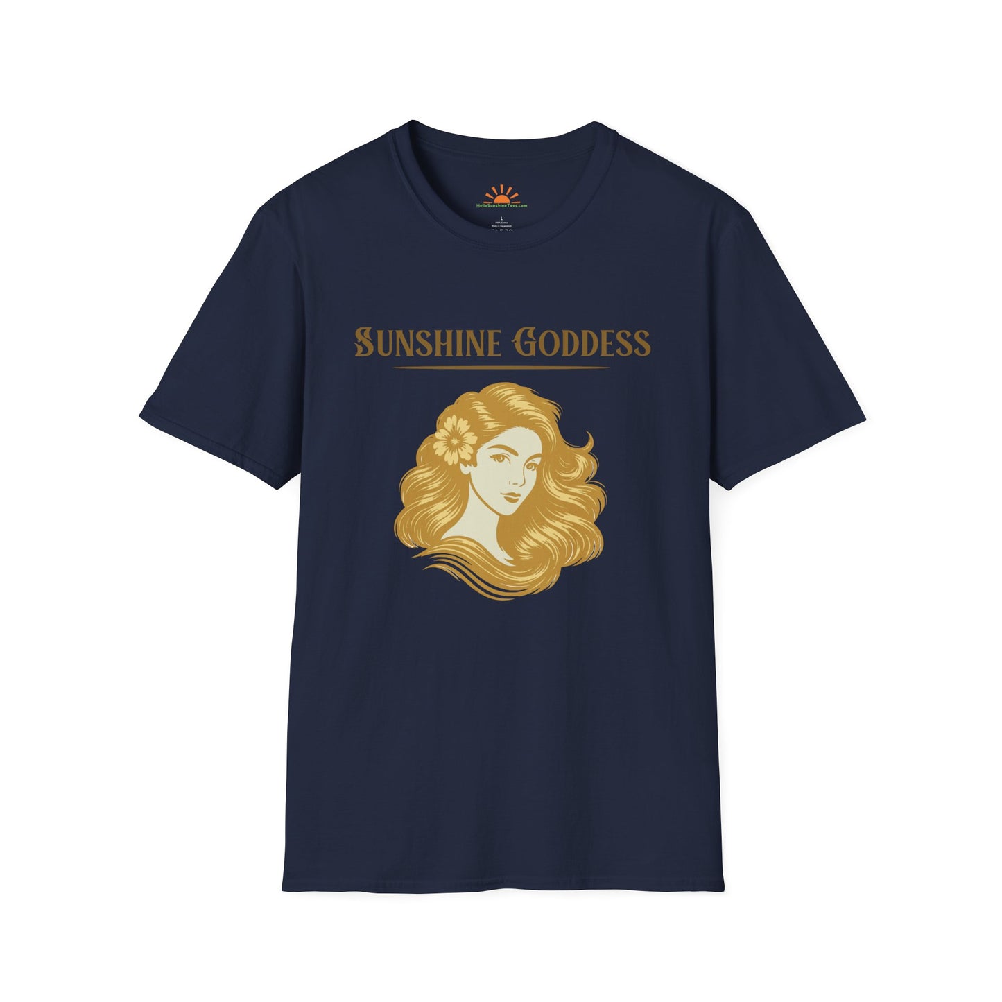 Goddess of Sunshine T-Shirt – Retro Golden Woman Sun Design - Hello Sunshine Tees