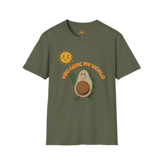 Avocado Lover T-Shirt – You Guac My World Funny Positivity Pun Tee – Grunge Texture - Hello Sunshine Tees