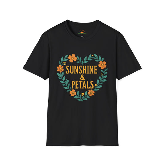 Sunshine & Petals Shirt – Positive Floral Graphic Tee– Grunge Texture - Hello Sunshine Tees