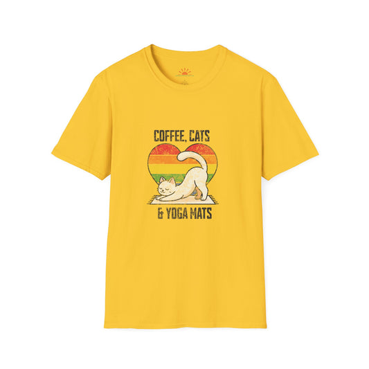 Coffee, Cats & Yoga Mats | Positive Vibes T-Shirt – Grunge Texture - Hello Sunshine Tees