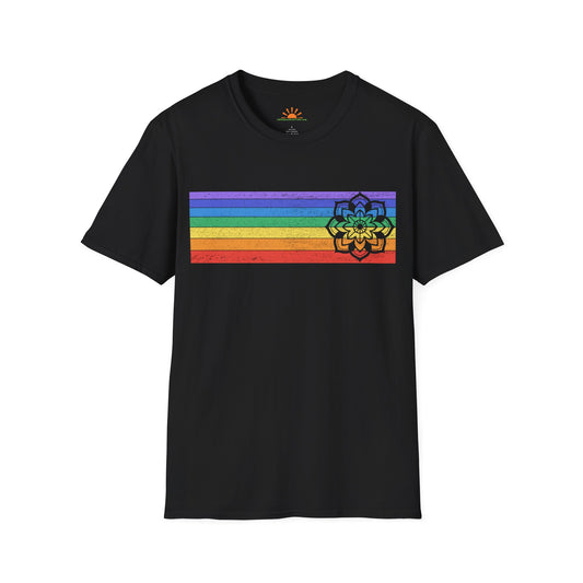 Mandala Rainbow Shirt – Spiritual Balance & Chakra Tee – Grunge Texture
