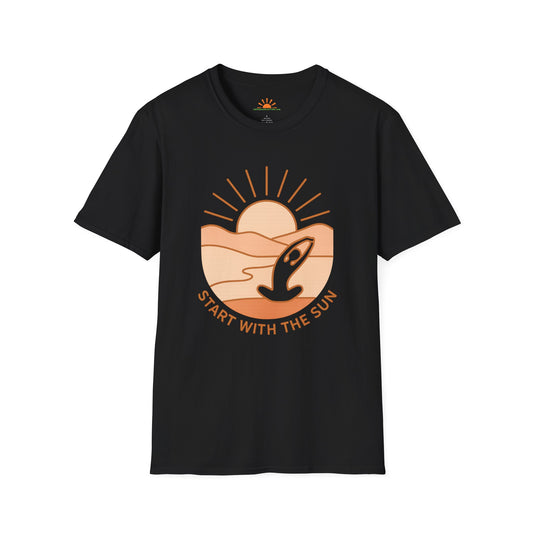 Start With The Sun Shirt – Retro Sunrise Explorer Tee - Hello Sunshine Tees