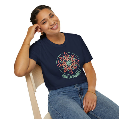 Center Yourself Mandala T-Shirt - Grunge Texture