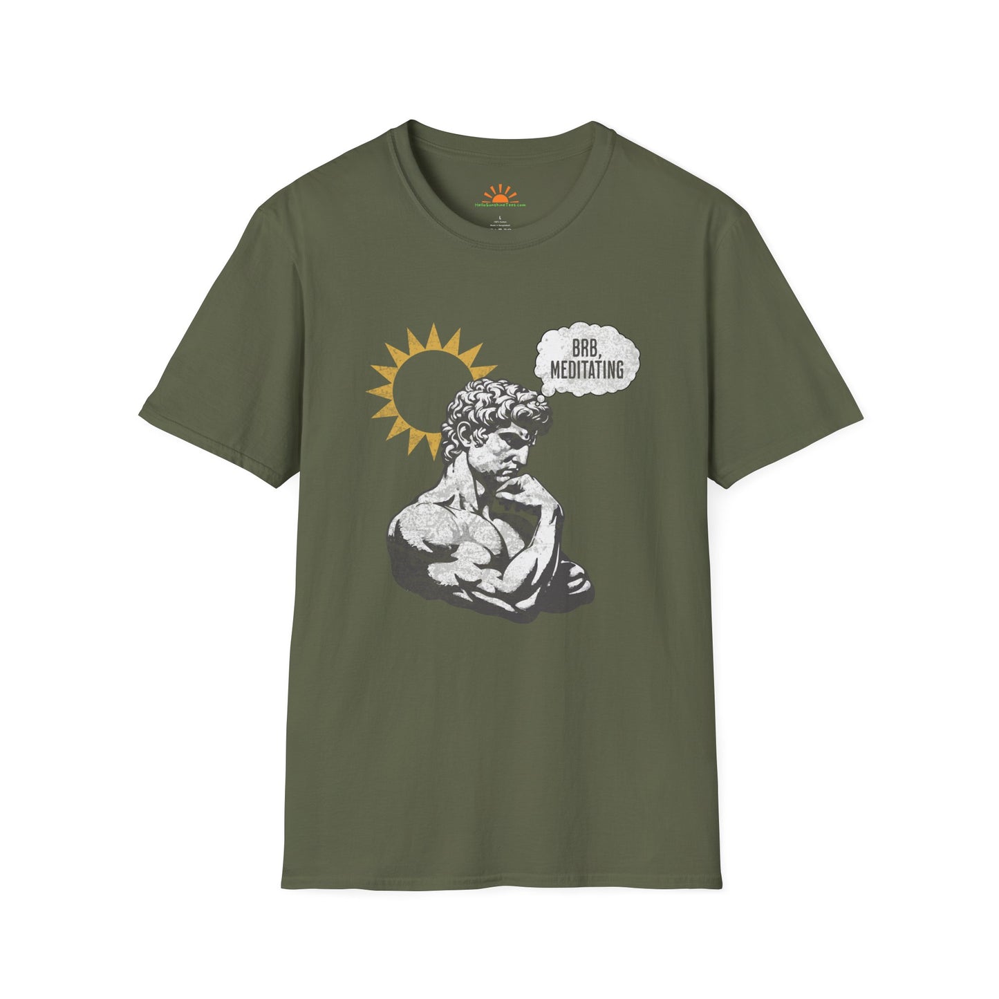 The Thinker Meditating T-Shirt – Funny Statue Art Mindfulness Tee – Grunge Texture - Hello Sunshine Tees