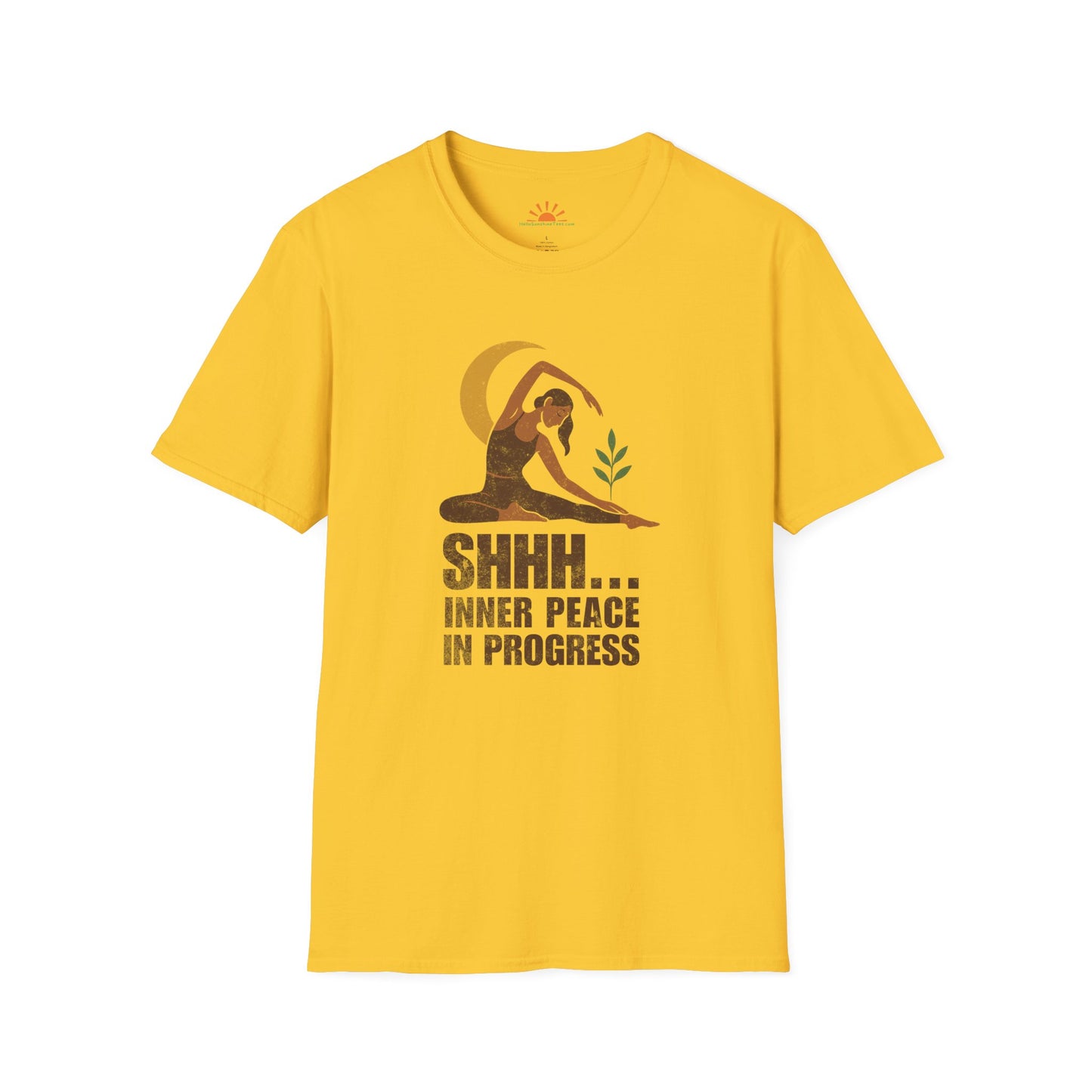 Peaceful Yoga Pose – Mindfulness & Meditation Tee for Wellness Lovers - Grunge Texture