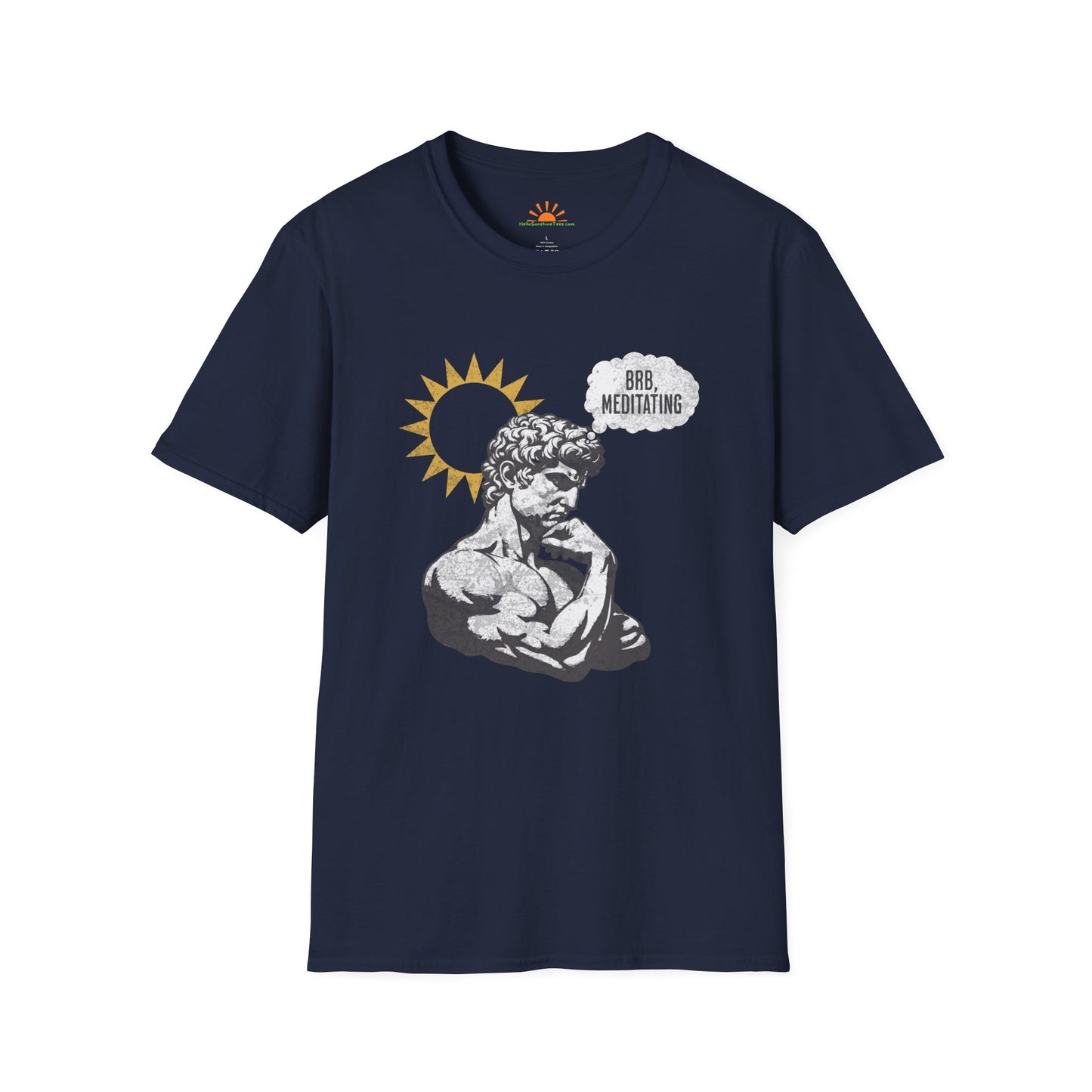 The Thinker Meditating T-Shirt – Funny Statue Art Mindfulness Tee – Grunge Texture - Hello Sunshine Tees