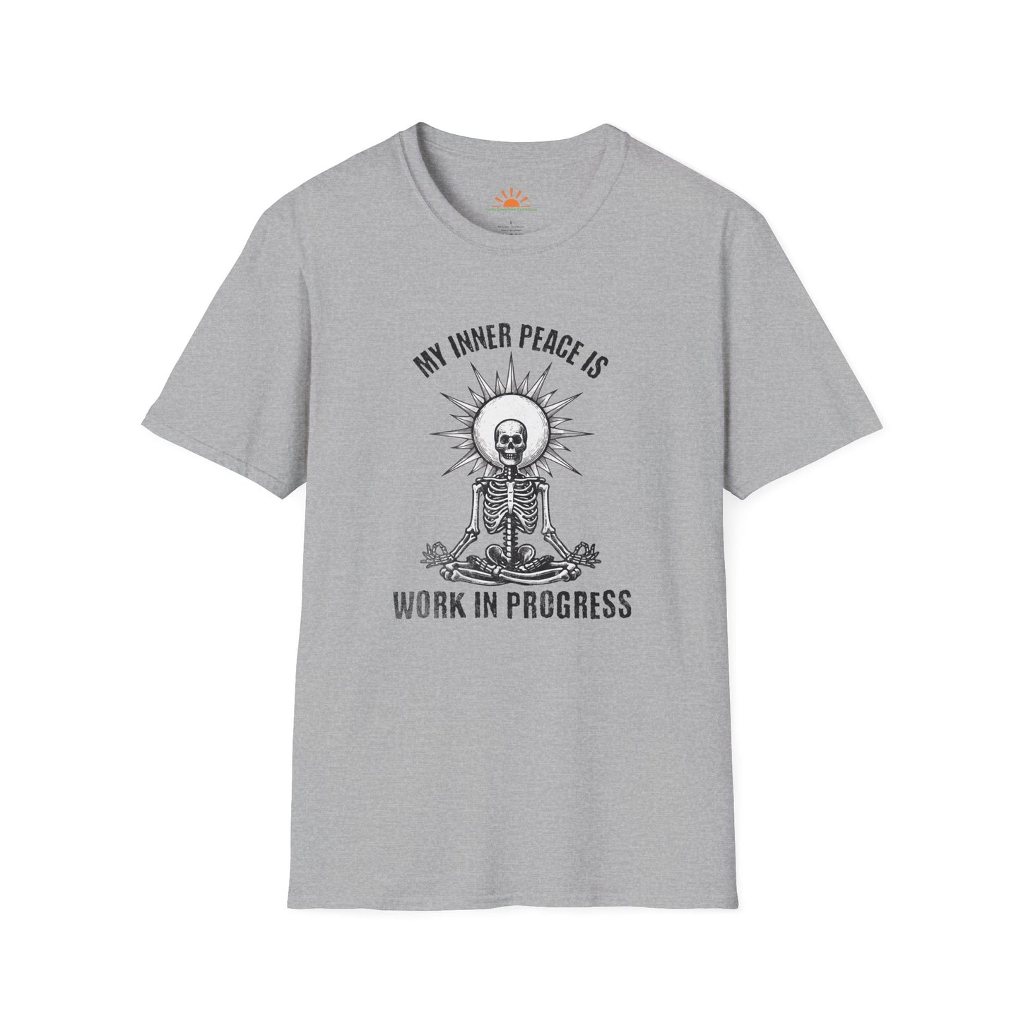 My Inner Peace is a Work In Progress - Funny Skeleton T-Shirt – Grunge Texture