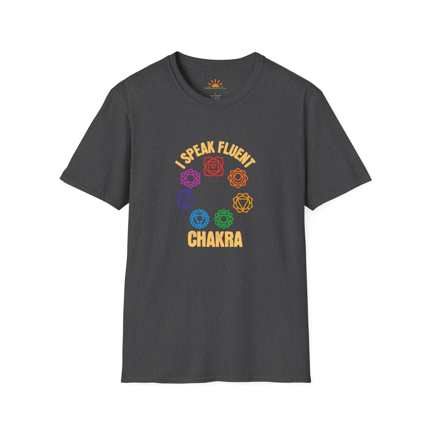 Chakra Symbols Shirt – Funny Yoga & Meditation Tee - Grunge Texture - Hello Sunshine Tees