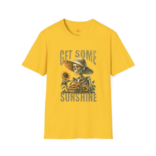 Get Some Sunshine – Skeleton Sunflower Vintage Distressed Shirt – Grunge Texture - Hello Sunshine Tees