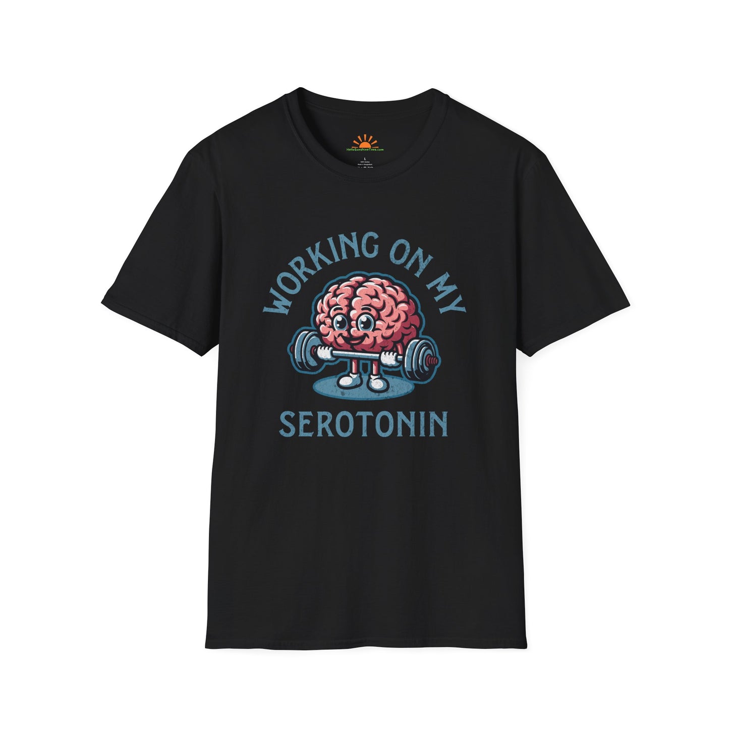Serotonin Workout T-Shirt – Mental Health Fitness Tee – Grunge Texture - Hello Sunshine Tees