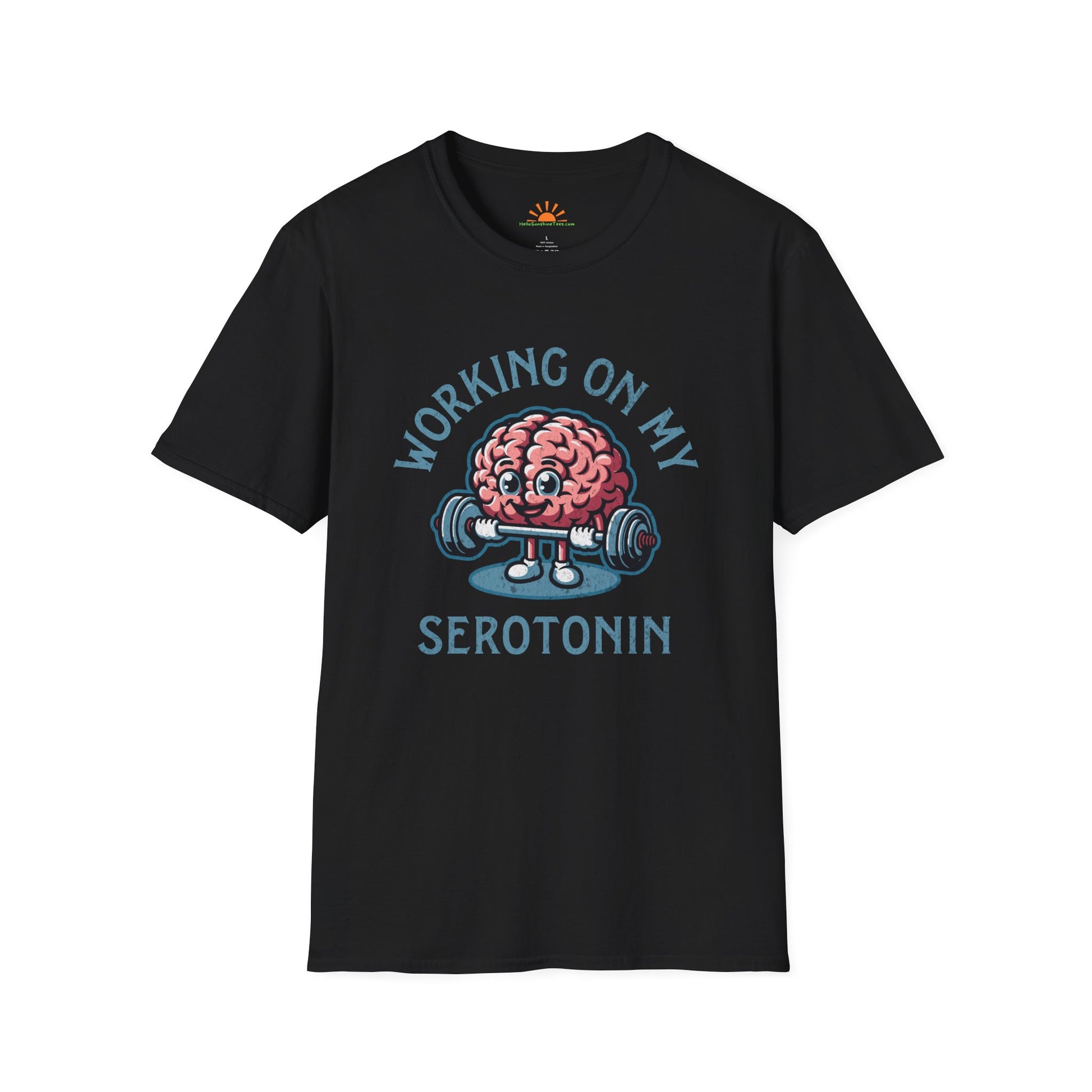 Serotonin Workout T-Shirt – Mental Health Fitness Tee – Grunge Texture - Hello Sunshine Tees