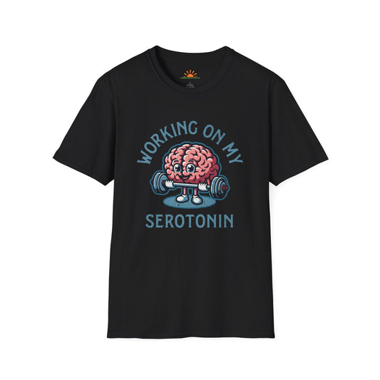Serotonin Workout T-Shirt – Mental Health Fitness Tee – Grunge Texture - Hello Sunshine Tees