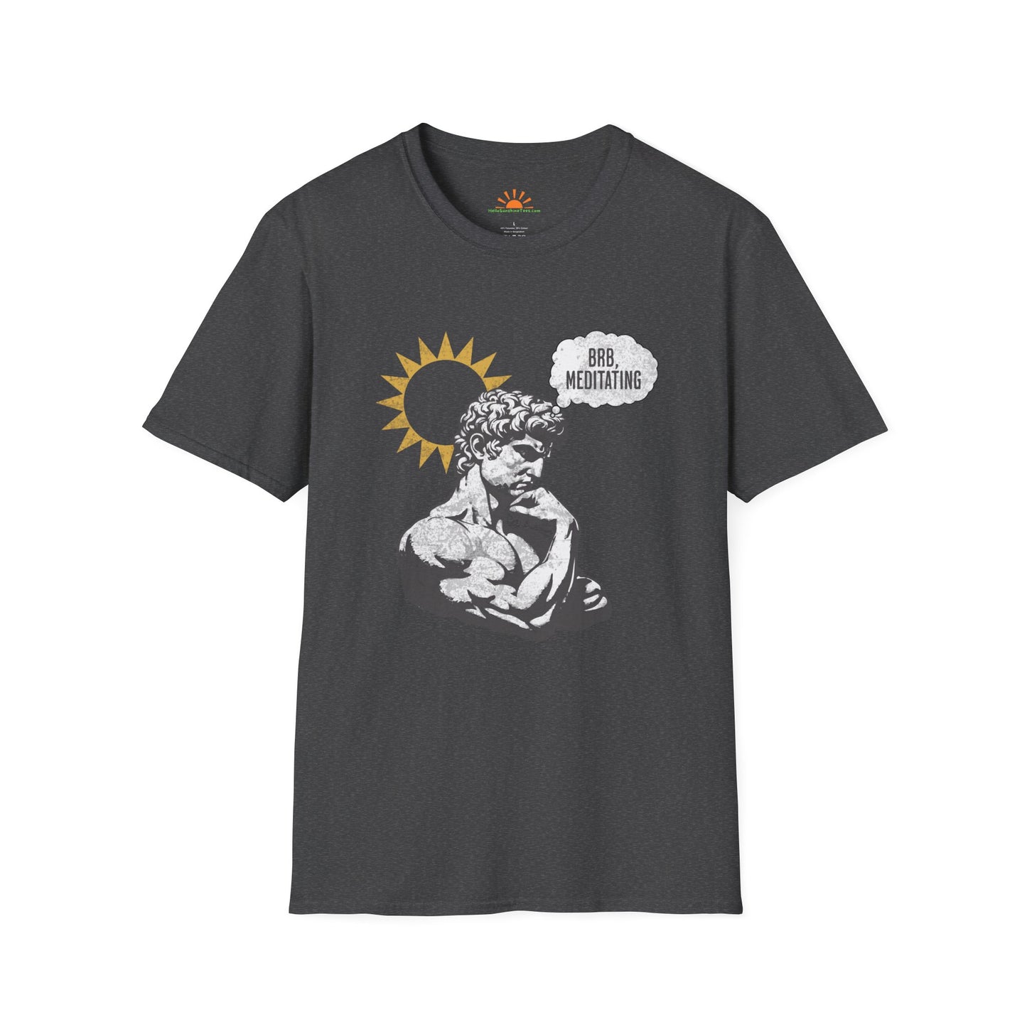 The Thinker Meditating T-Shirt – Funny Statue Art Mindfulness Tee – Grunge Texture - Hello Sunshine Tees