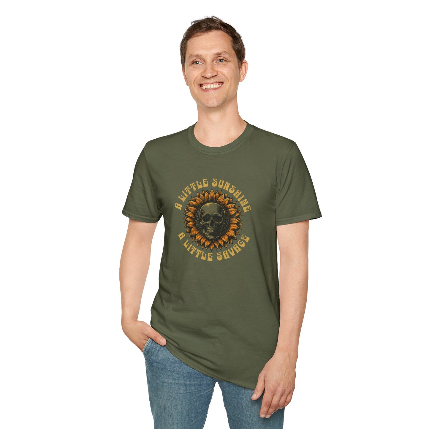 Sunflower and Skull T-Shirt – Grunge Texture