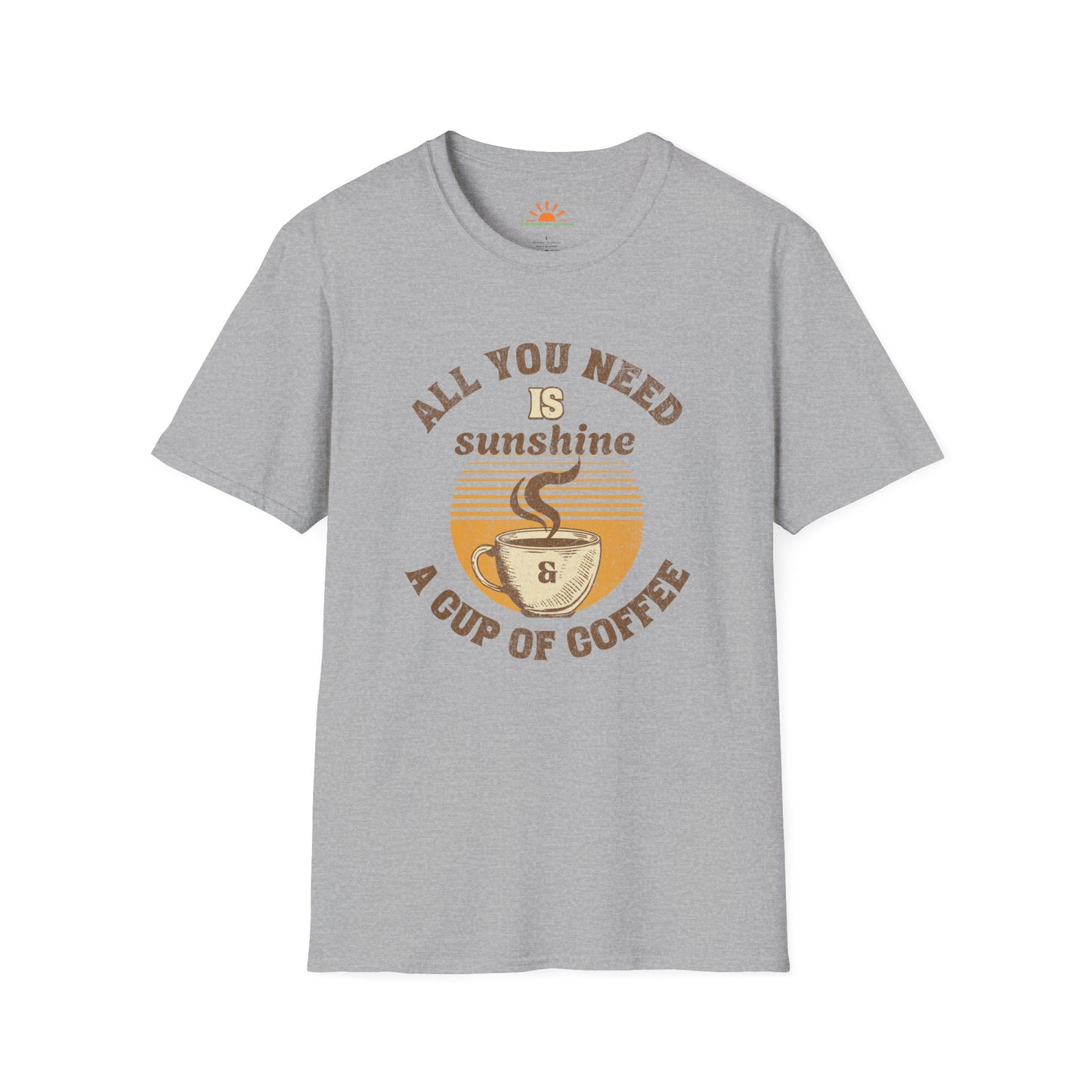 Sunshine and Coffee Lover Tee – Vintage Graphic Shirt – Grunge Texture - Hello Sunshine Tees