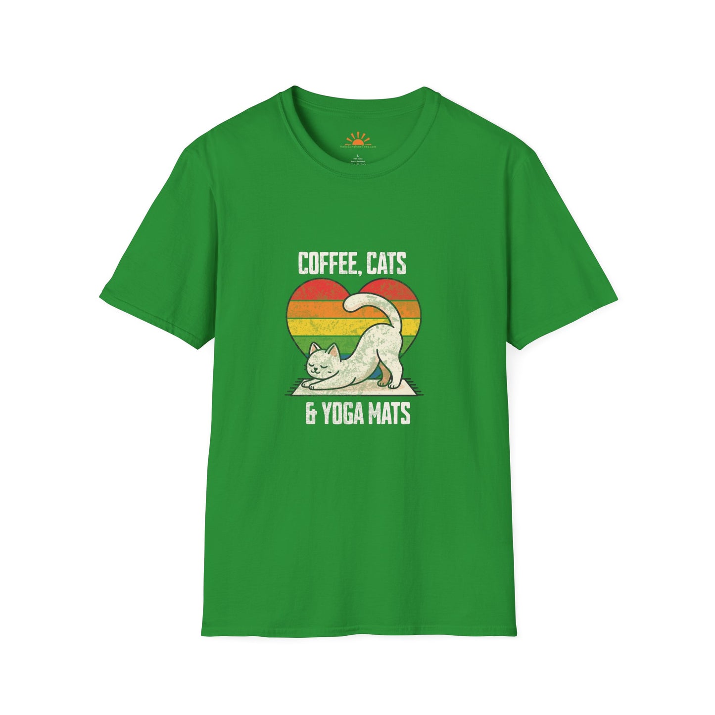 Coffee, Cats & Yoga Mats | Positive Vibes T-Shirt – Grunge Texture - Hello Sunshine Tees