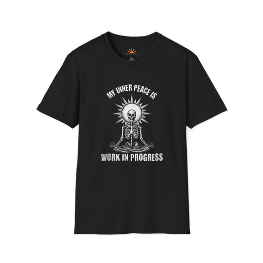 My Inner Peace is a Work In Progress - Funny Skeleton T-Shirt – Grunge Texture