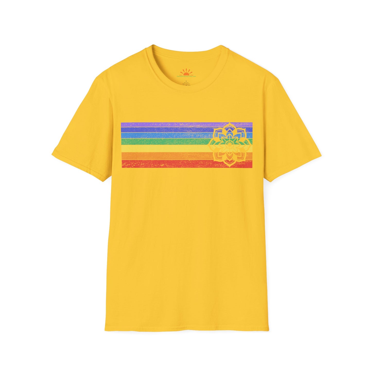 Mandala Rainbow Shirt – Spiritual Balance & Chakra Tee – Grunge Texture