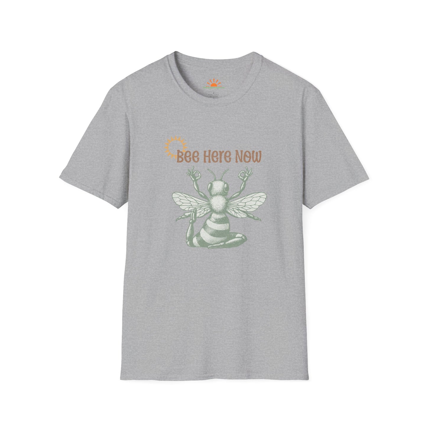 Bee Here Now T-Shirt – Funny Mindfulness Yoga Meditation Tee – Grunge Texture - Hello Sunshine Tees