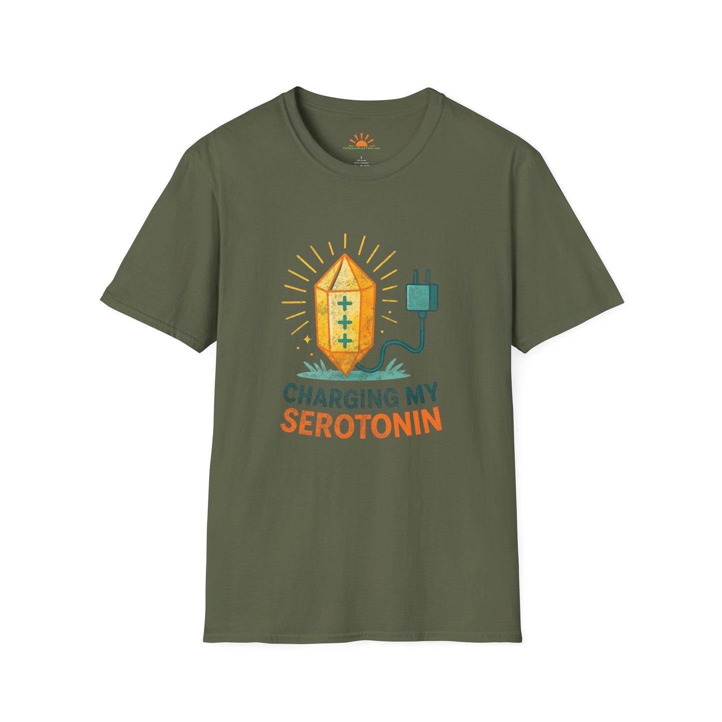 Charging My Serotonin Shirt  - Positive Mindset Tee - Grunge Texture - Hello Sunshine Tees
